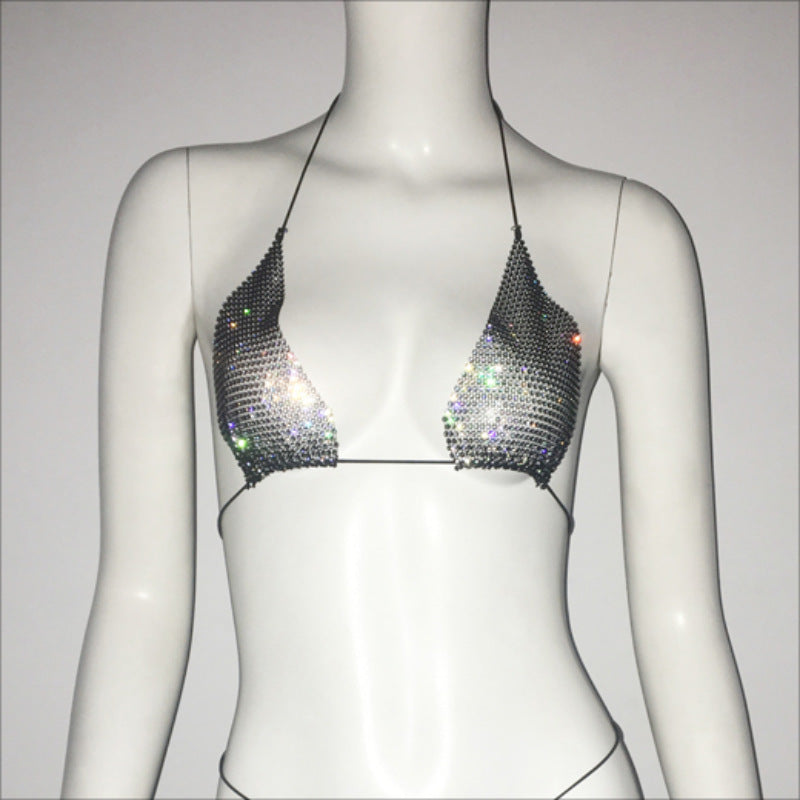 Women Clothing Rhinestone Bikini Set Carnival Sexy Lace Up Outdoor Beach Split Swimsuit Bella Mia