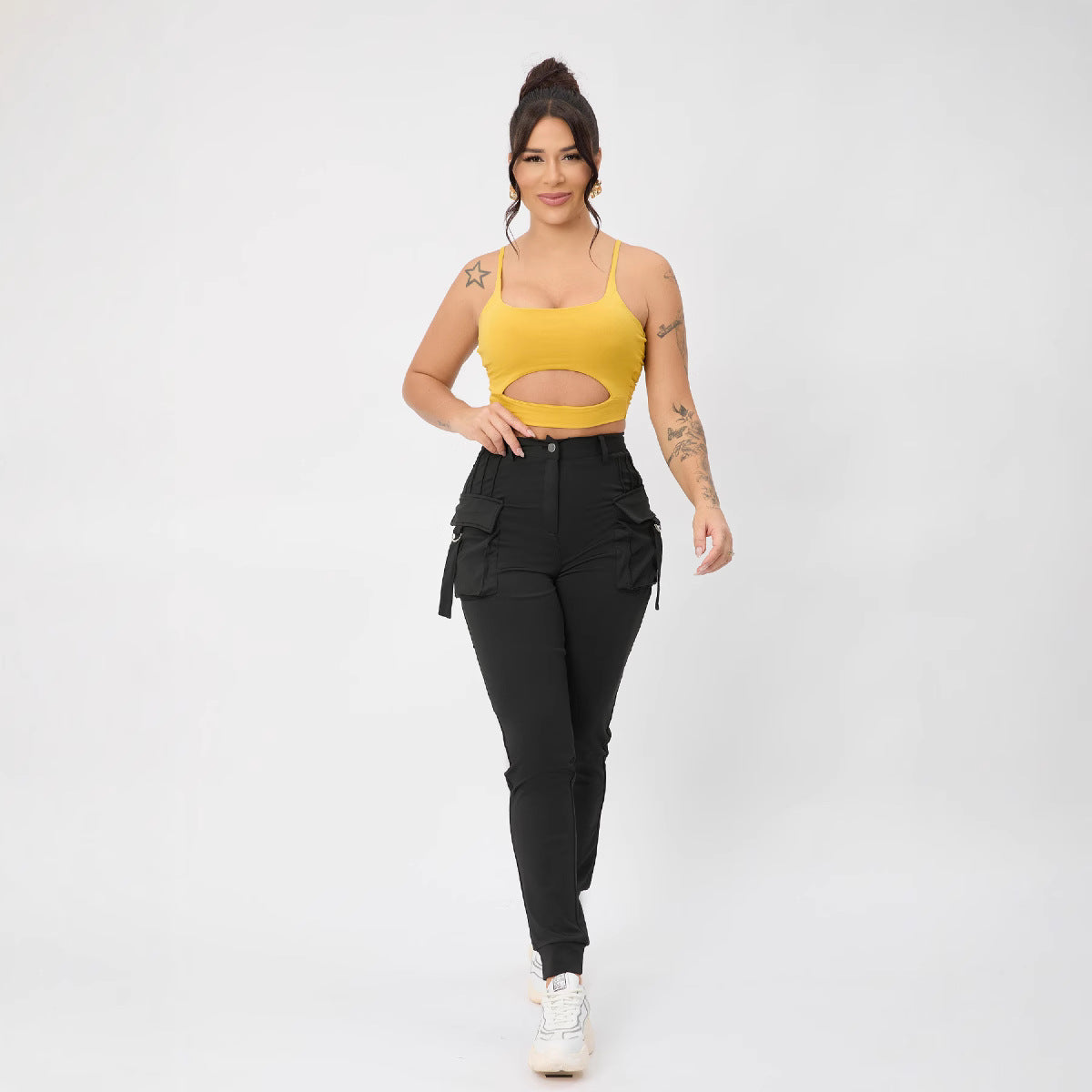 Multi Color Camisole Sports Slim Fitting Hollow Out Cutout Adjustable Buckle Top for Women Bella Mia