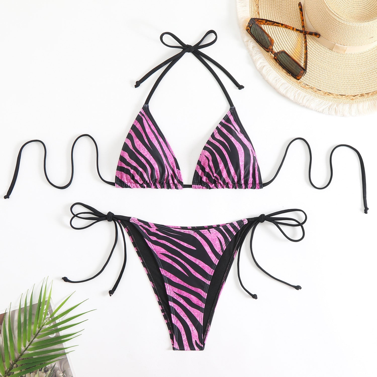 Bikini Zebra Pattern Sexy Backless Lace up Swimsuit Women Split Bikini Bella Mia