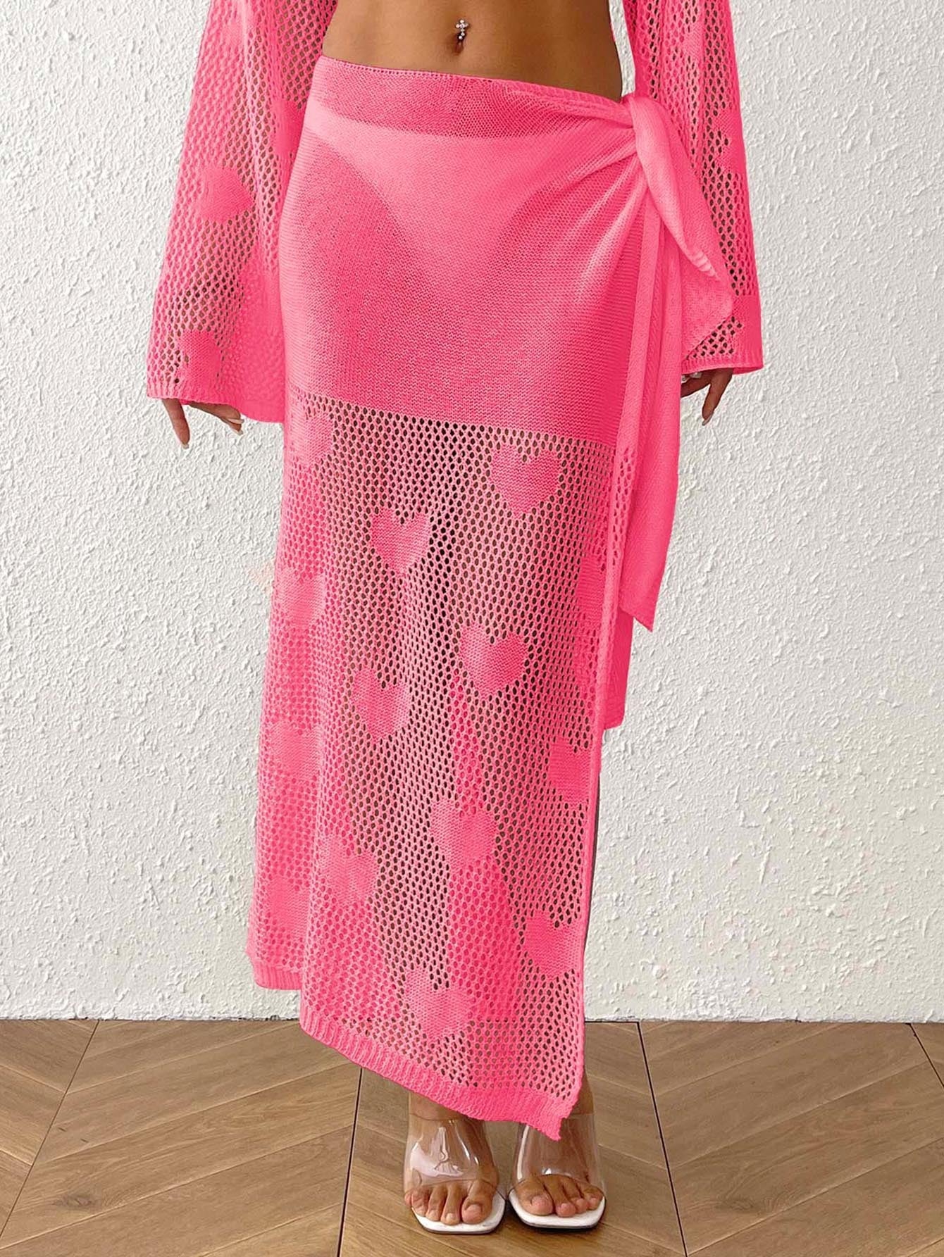 Women Beach Dress Women Clothing Summer Love Jacquard Woven Blouse Irregular Asymmetric Lace up Skirt Bella Mia