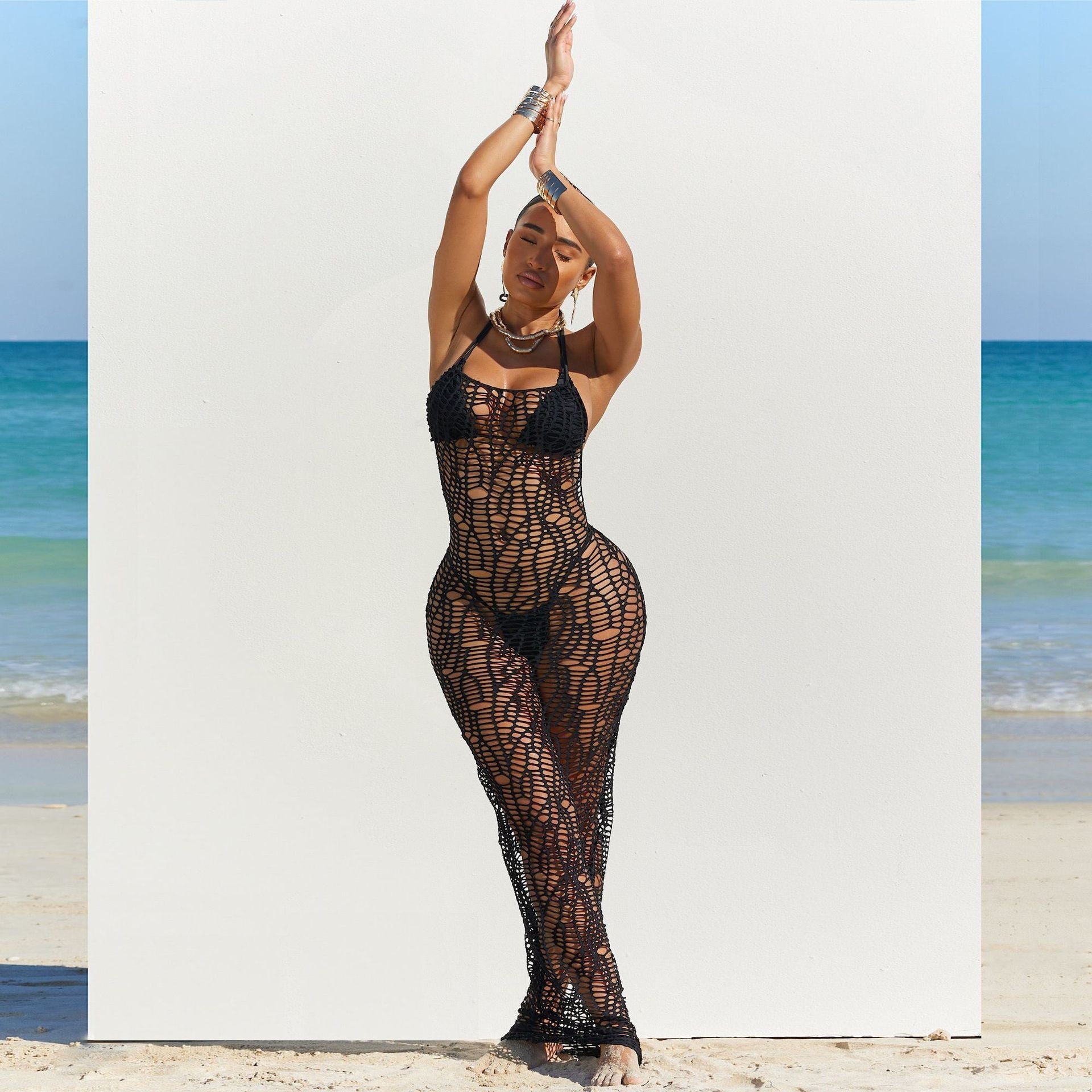 Women Sexy Cup Thong Hollow Out Cutout out Nude Back Halter Three Piece Beach Bella Mia