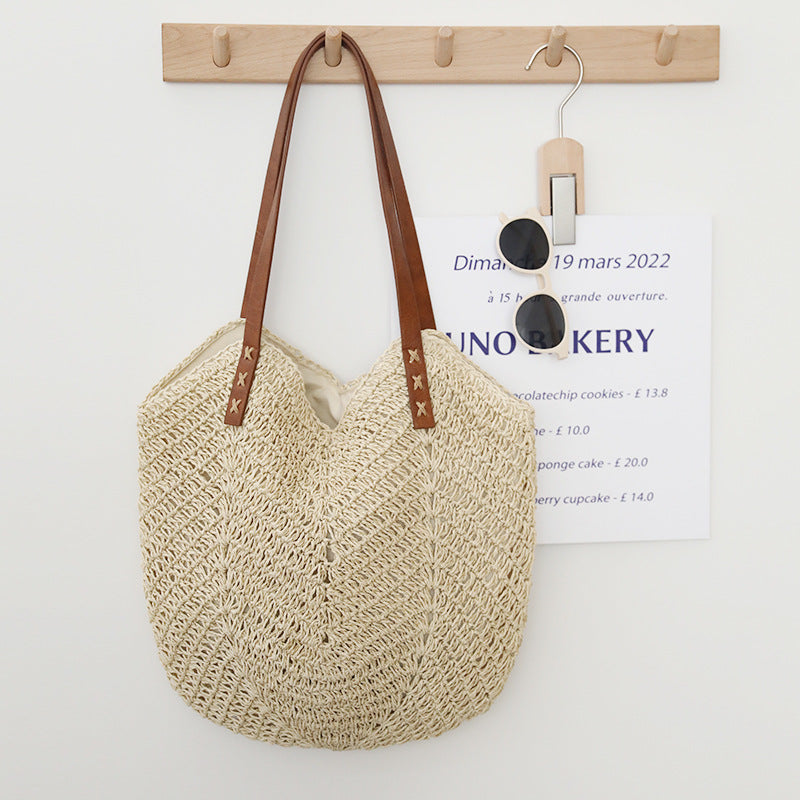 Retro Straw Bag Portable Large Capacity Shoulder Woven Bag Vacation Beach Bag Women Bag Bella Mia