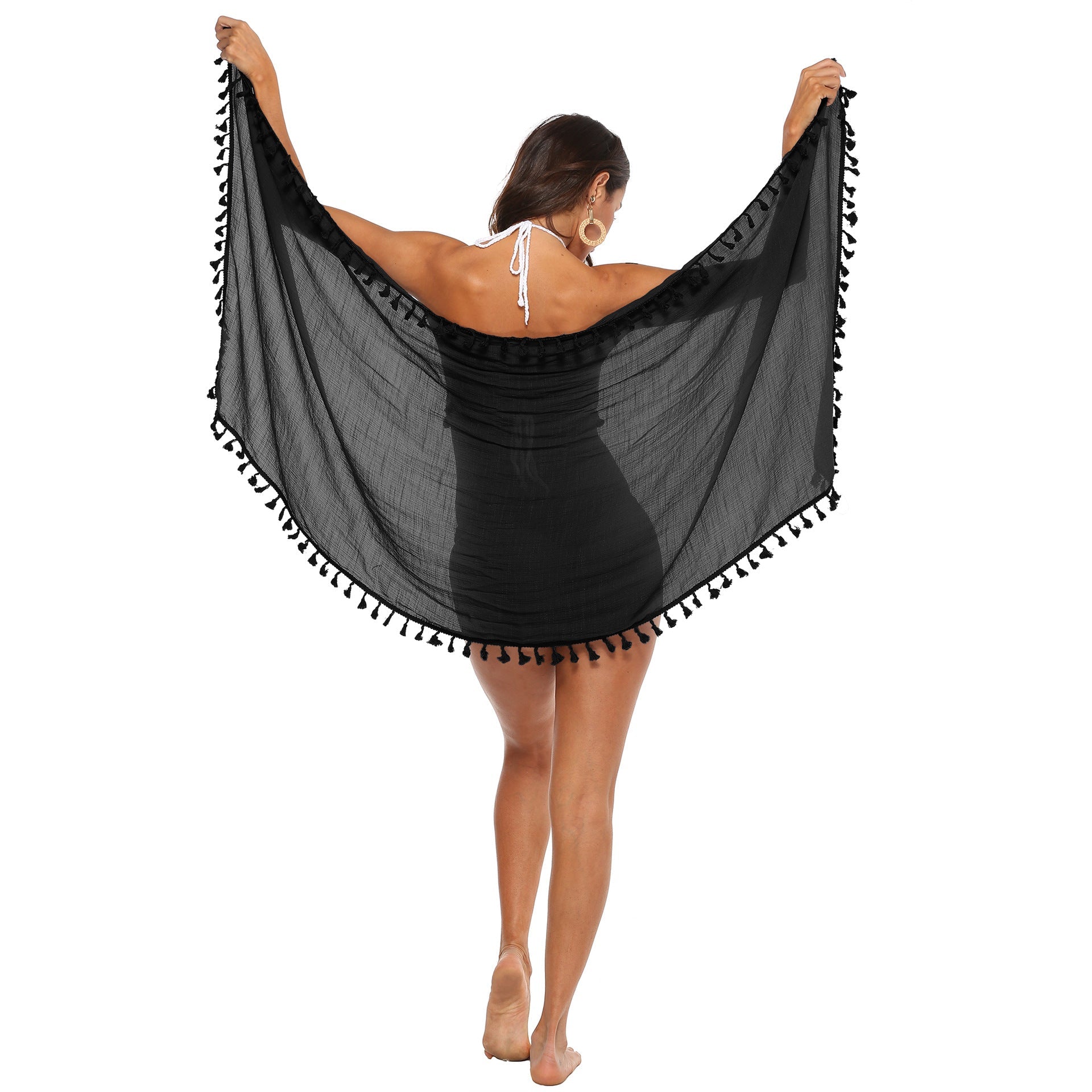 Women Clothing Seaside Shawl One Piece Irregular Asymmetric Stitching Tassel Shawl Beach Skirt Bella Mia