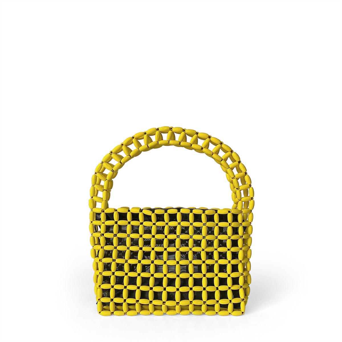 Hand Woven Bag Wooden Bead Handmade Bag Retro High Sense Niche Handbag Small Square Bag Bella Mia