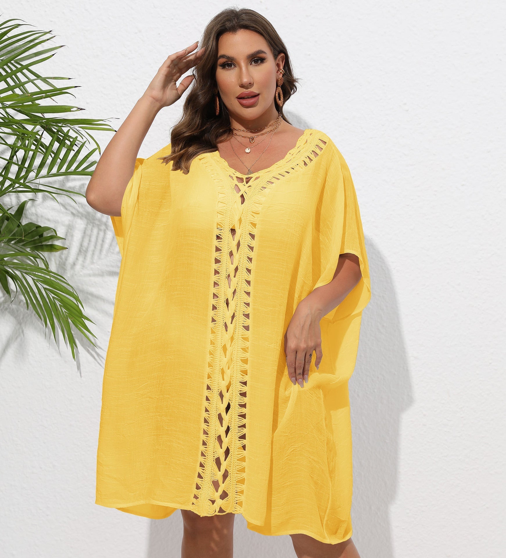 Women Dress Women Clothes Crochet Stitching Loose Beach Bikini Cover Up Blouse Bella Mia