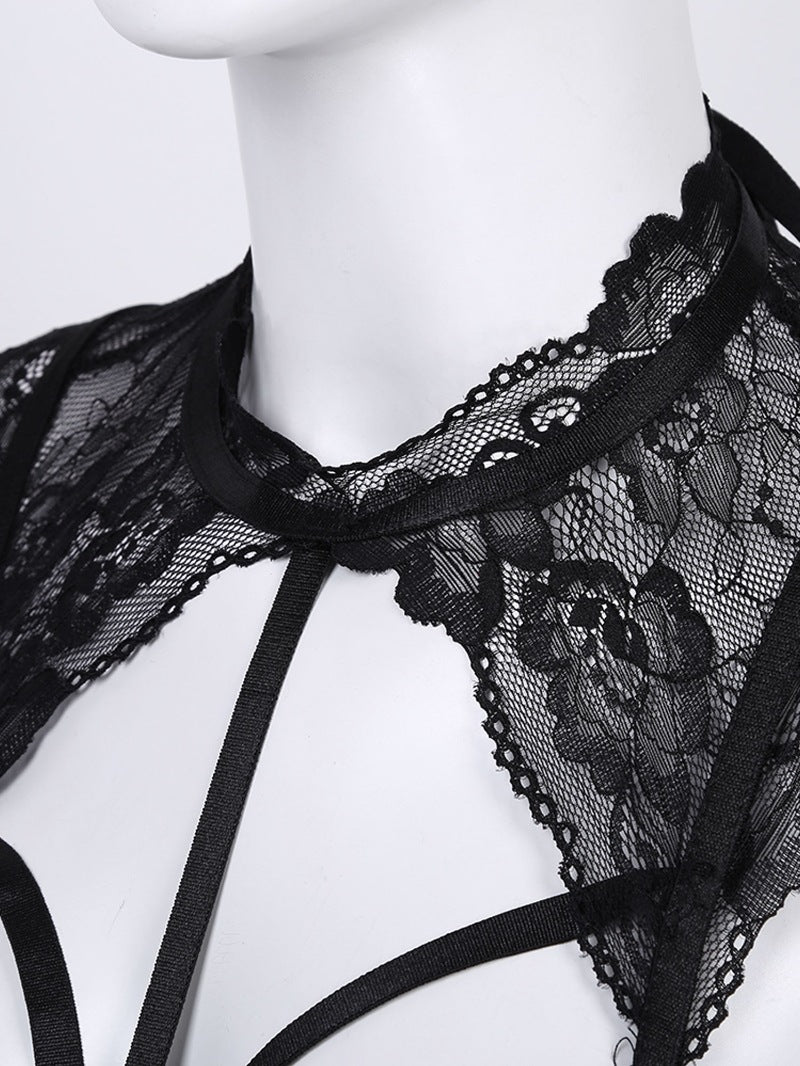 Sexy Leather Backless Lace Buckle Bobo Jumpsuit Sexy Suit Bella Mia