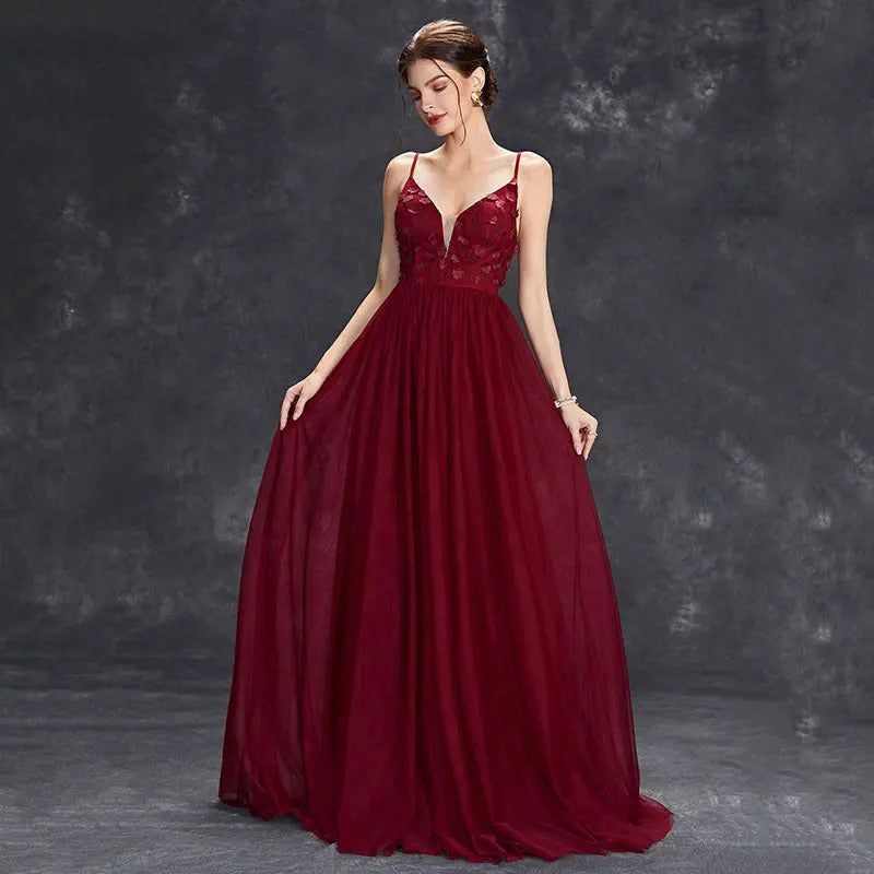 Evening Dress Sexy Hollow Out Cutout out Backless Deep V Plunge Lace Stitching Long Sleeve Dress Bella Mia