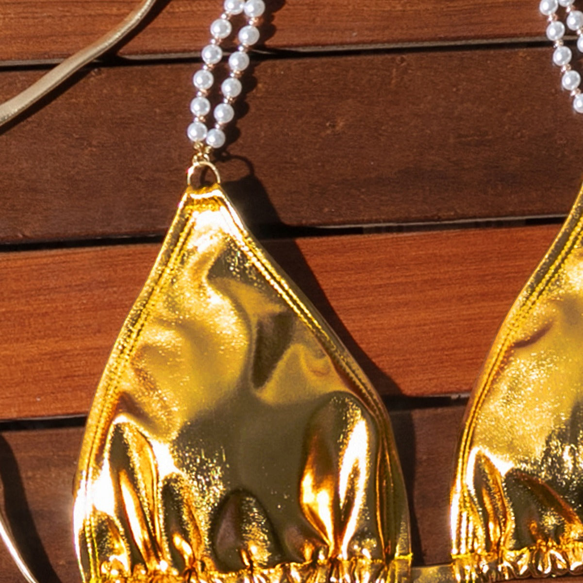 Swimsuit Women Sexy Backless Halter Lace up Bikini Golden Swimsuit Bella Mia