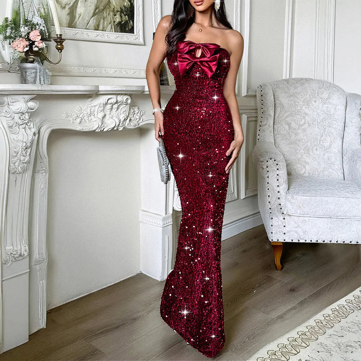 Women Elegant Evening Dress Tube Top Sexy Maxi Dress Bella Mia