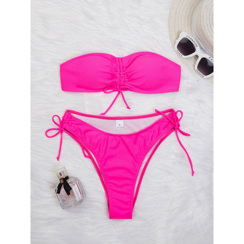 Split Swimsuit Women Tube Top Swimsuit Solid Color Bikini Sexy Bikini Swimsuit Bella Mia