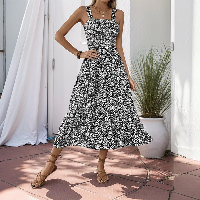 Summer Printed Suspender Sweet Floral Backless Dress Bella Mia