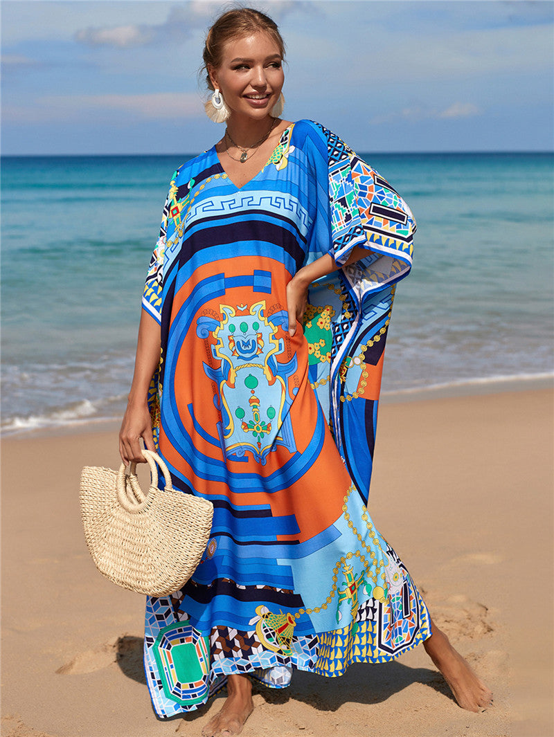 New Positioning Printing Beach Cover-up Sexy Cardigan Dress Beach Cover Up Bella Mia