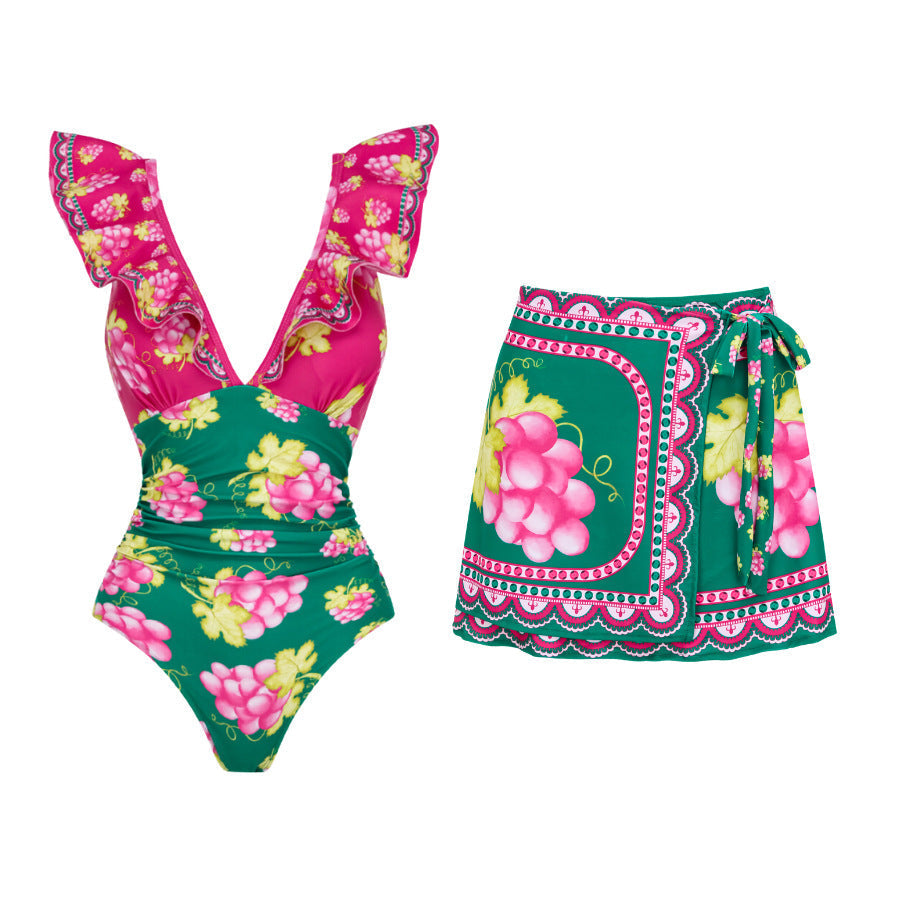 Ruffled One Piece Swimsuit Vacation Women Bella Mia