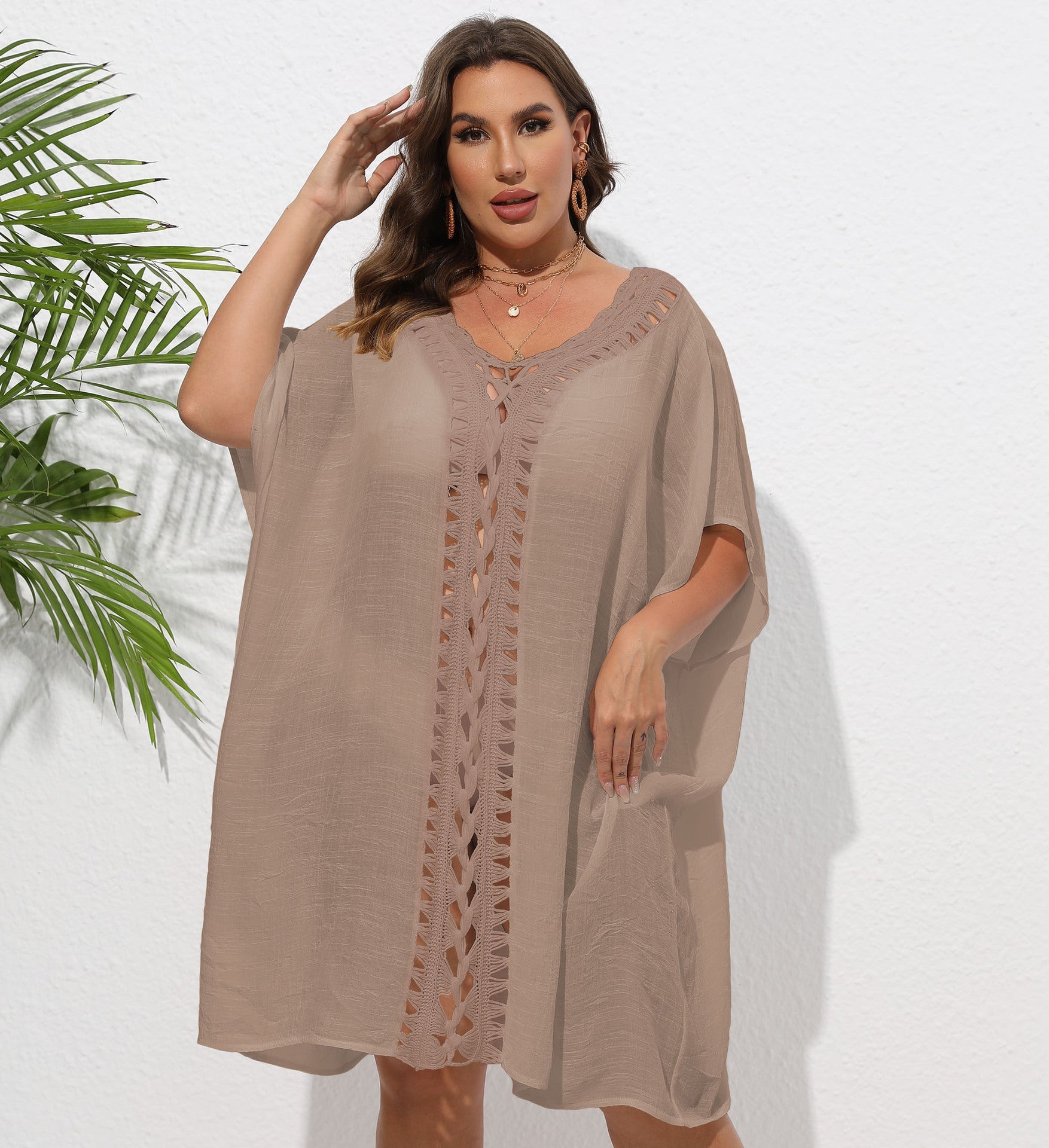 Women Dress Women Clothes Crochet Stitching Loose Beach Bikini Cover Up Blouse Bella Mia