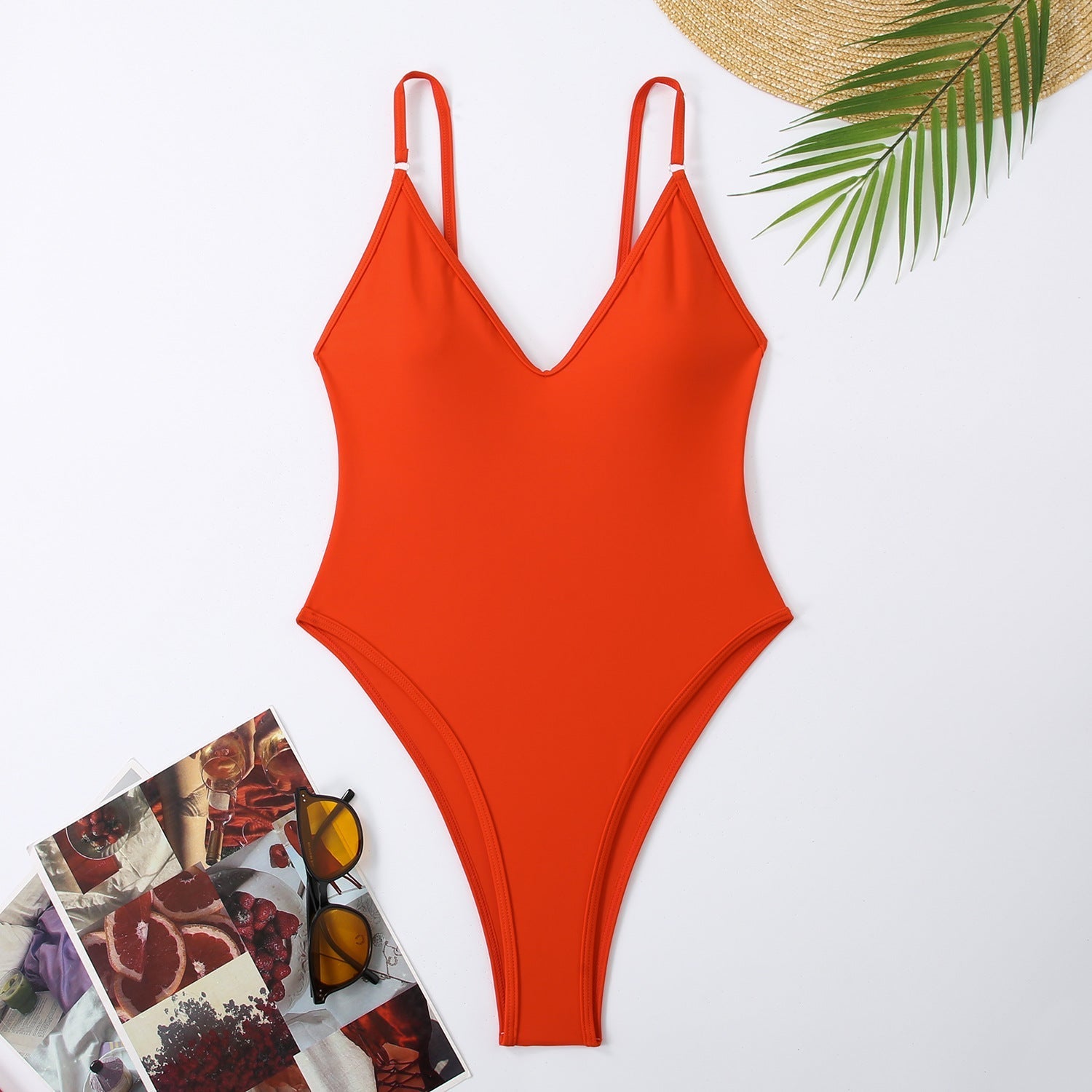 One Piece Swimsuit Women V neck Adjustable Shoulder Strap Sexy Tight Swimsuit High Grade Spring Swimsuit Bella Mia