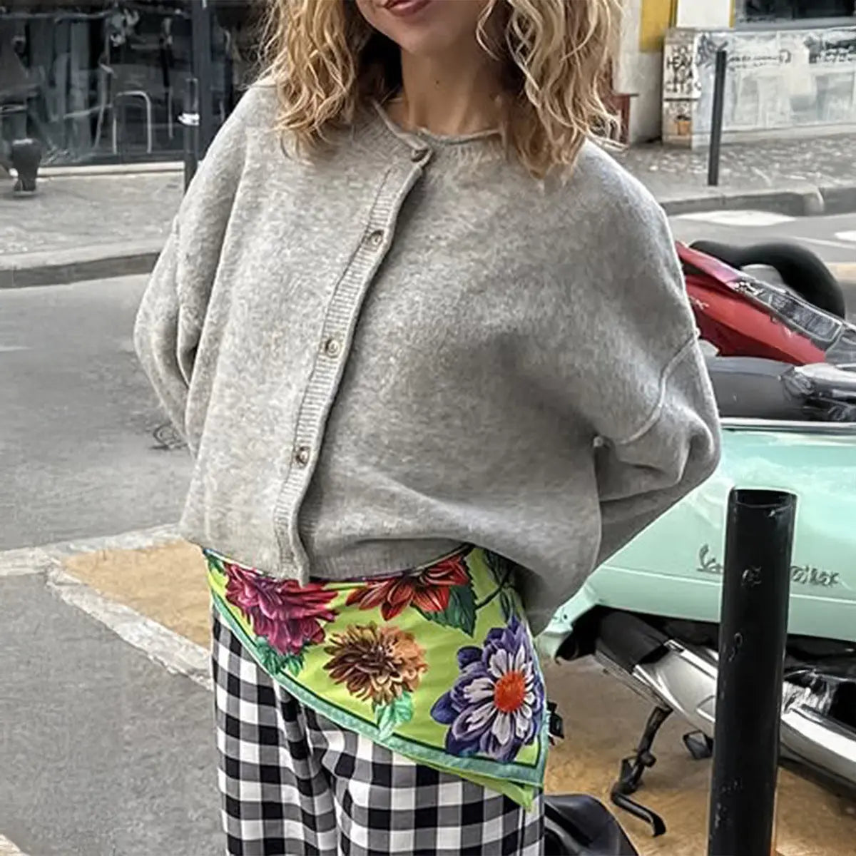 French Holiday Button Long Sleeve Sweater Women Clothing Autumn Winter Bella Mia