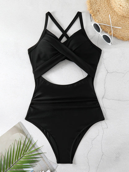 Color Matching One Piece Swimsuit Women Sexy Cross Bikini Beach Spring Swimsuit