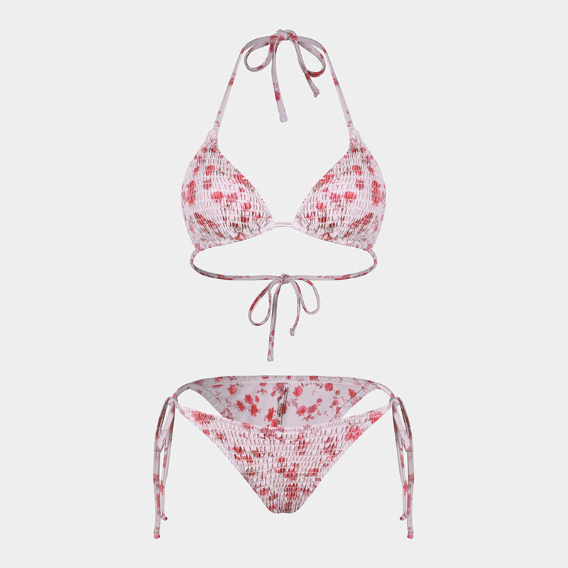 Printed Bikini Three Piece Gauze Skirt Split Sexy Vacation Bikini Swimsuit Bella Mia