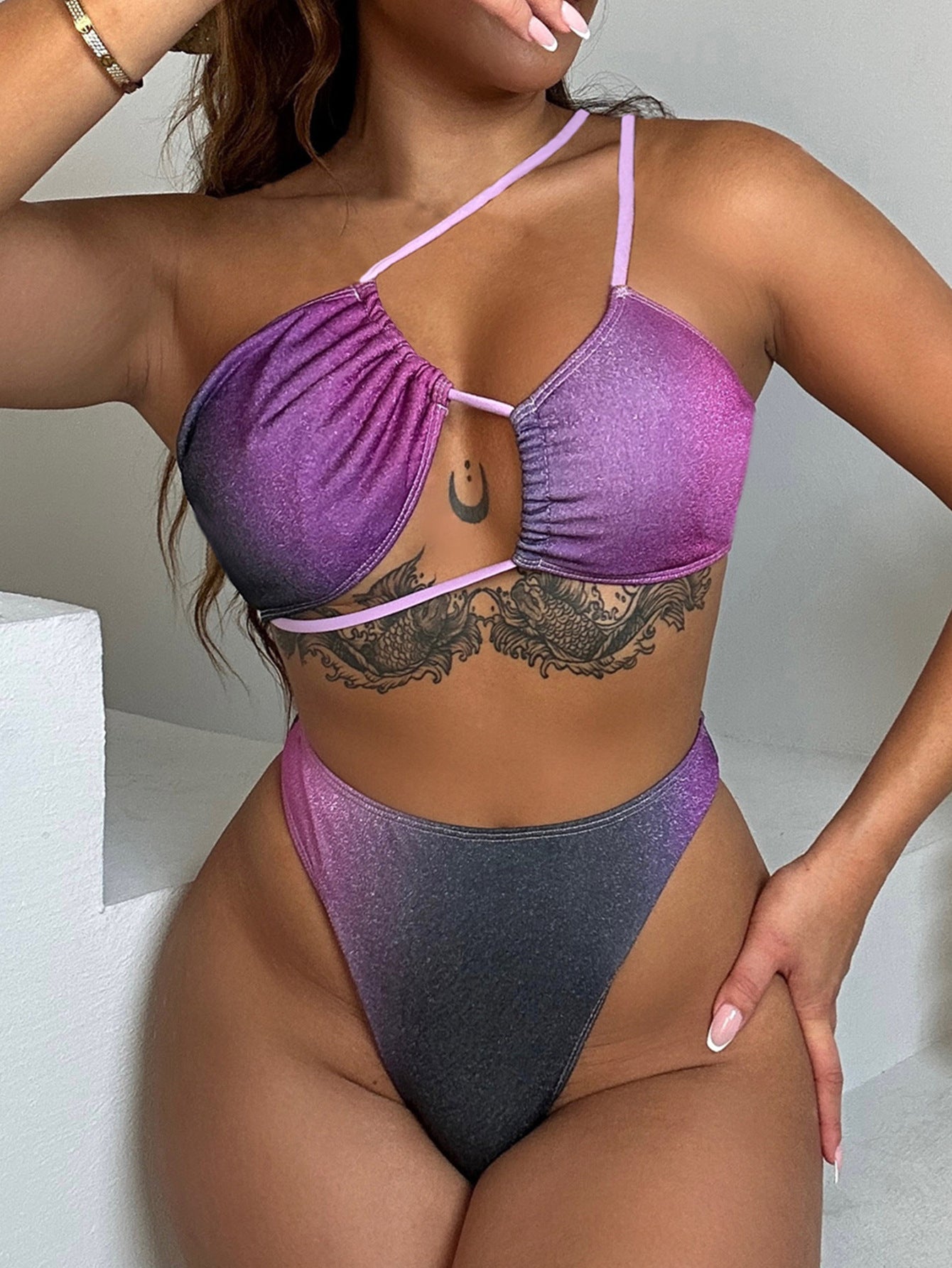 Bikini Double Bikini Gradient Swimsuit Cross Swimsuit Women Sexy Swimsuit Stitching Bikini Bella Mia