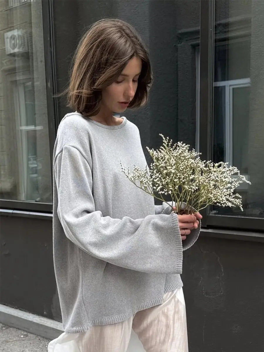 Cotton Pullover Autumn Winter Backless Sweater Loose Knitted Pullover Sweater for Women Bella Mia