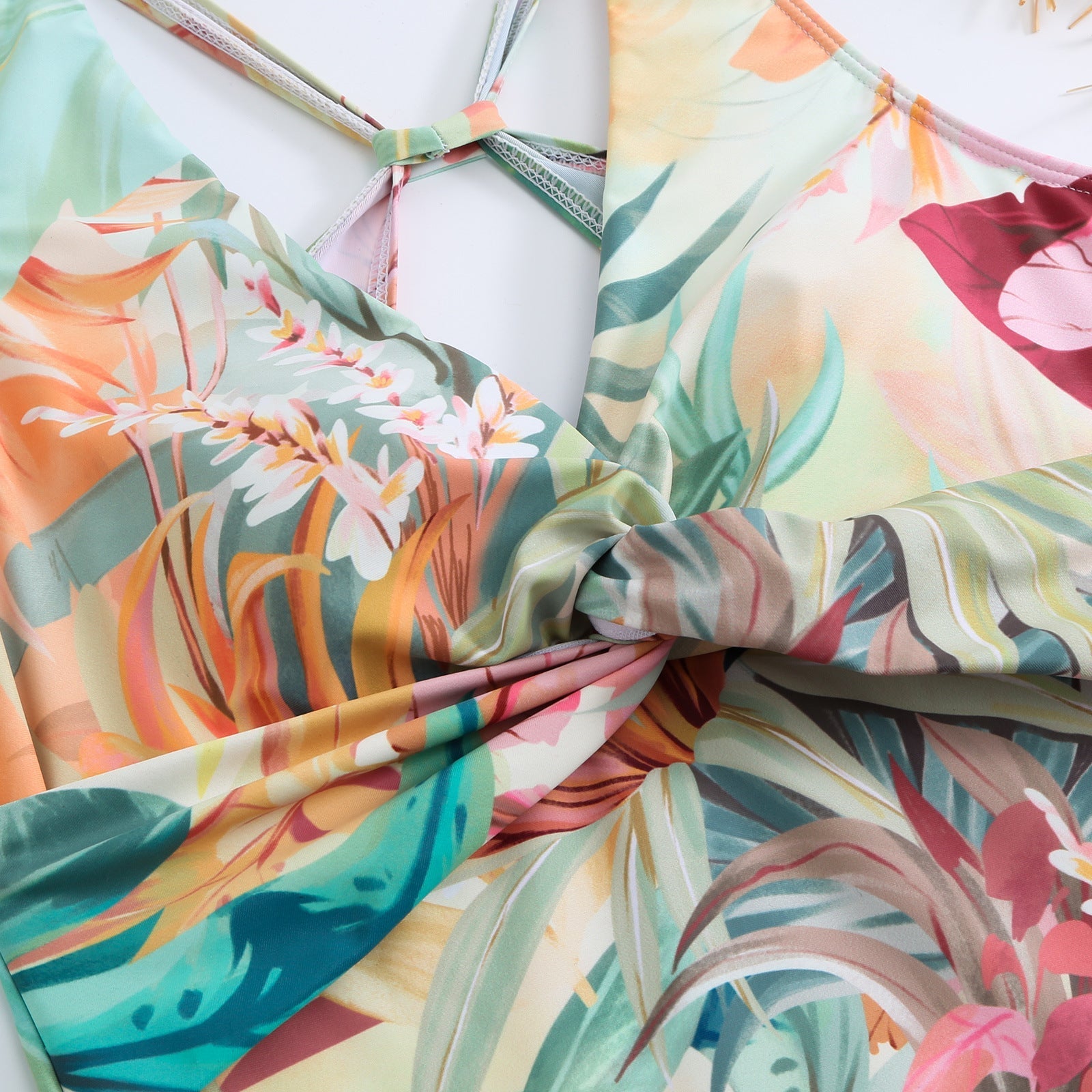 One Piece Swimsuit Women Conservatively Thin Vintage Printed Hard Bag Swimsuit with Steel Bracket Tulle Skirt Bella Mia