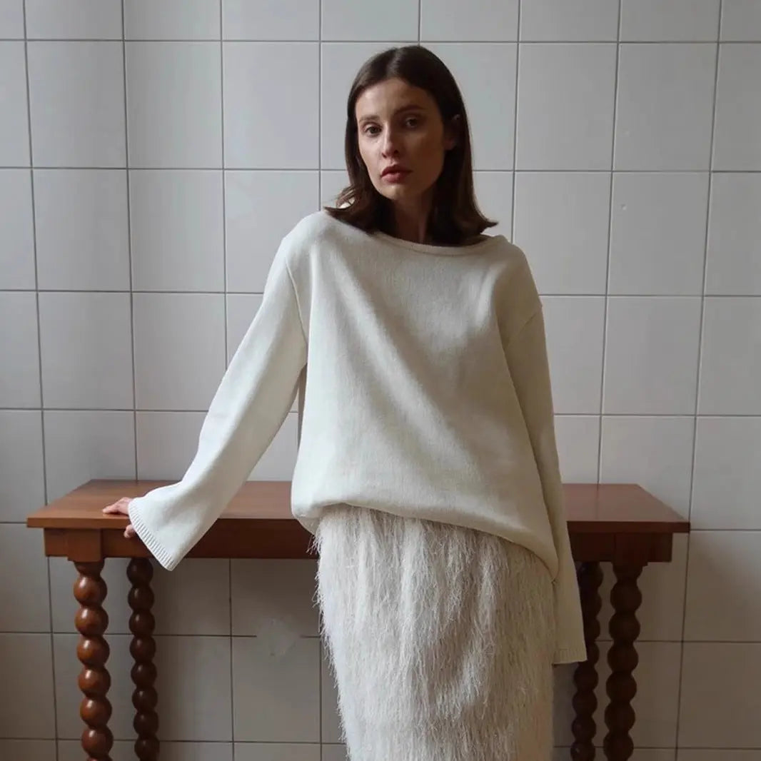 Cotton Pullover Autumn Winter Backless Sweater Loose Knitted Pullover Sweater for Women Bella Mia