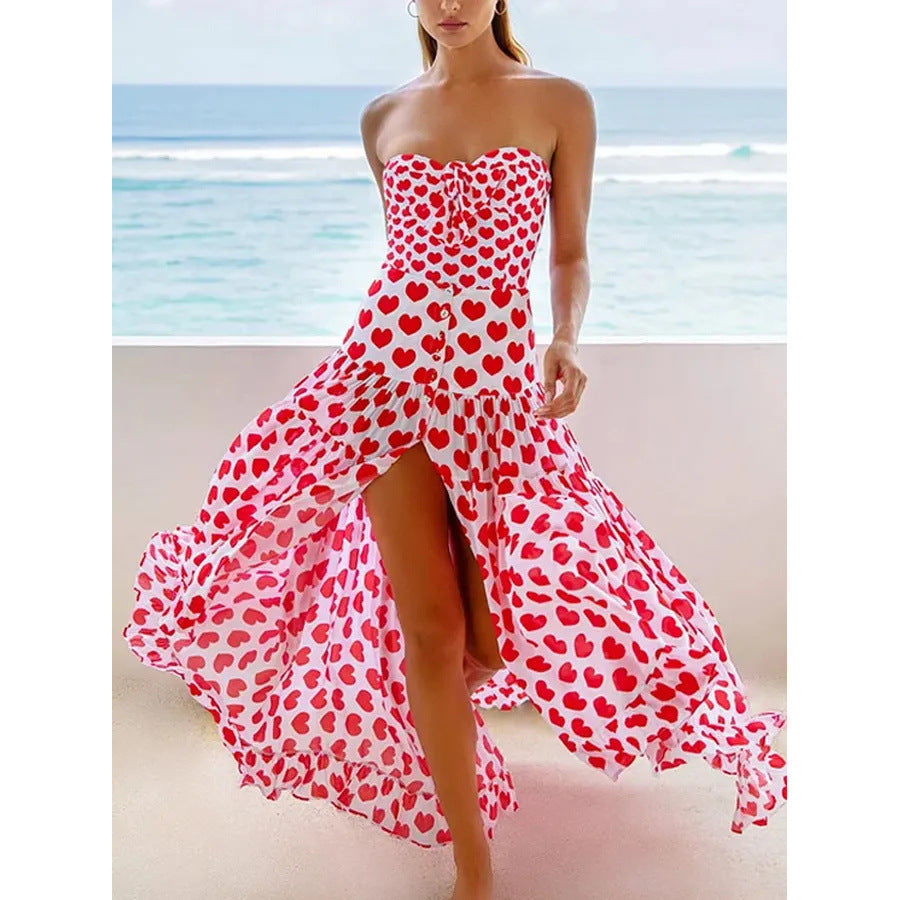 One Piece Swimsuit WomenSexy round Heart Chiffon Dress Swimsuit Outfit Bella Mia