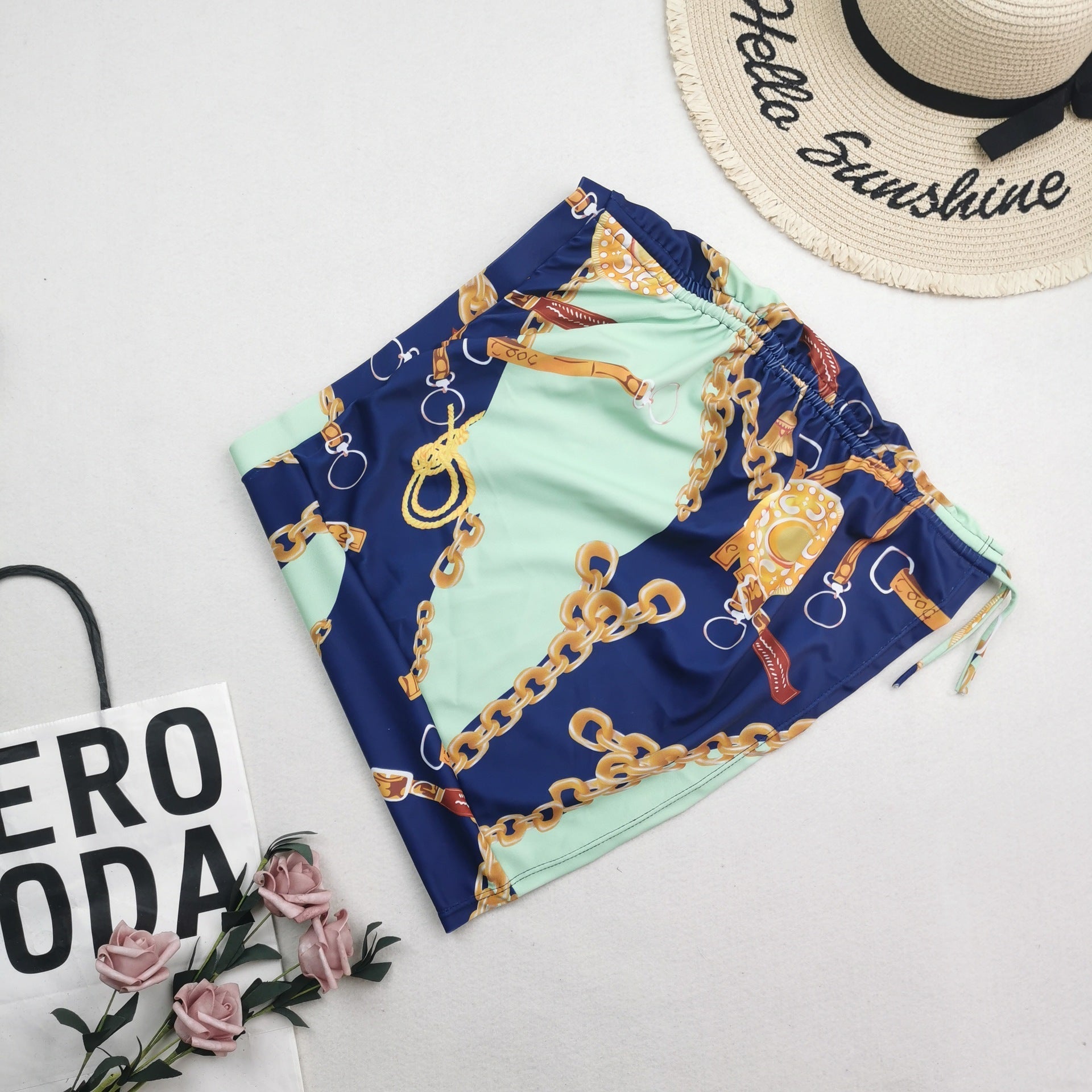 New Bikini Three Piece Swimsuit Women Sexy High Waist Printed Swimsuit Skirt Baroque Bella Mia