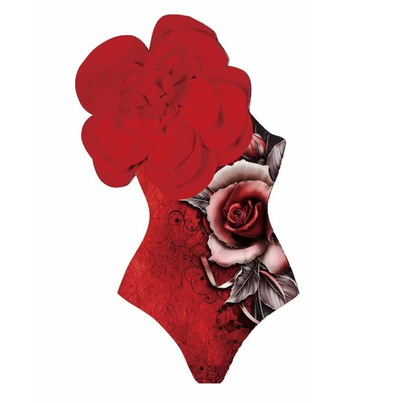 One Piece Swimsuit Women Skinny Slimming Big Floral Swimsuit Outfit Chiffon Dress Bella Mia