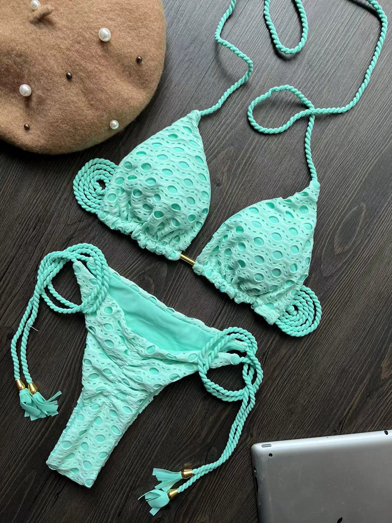 Braid Rope Hollow Out Cutout Out Fabric Bikini Swimsuit Bella Mia