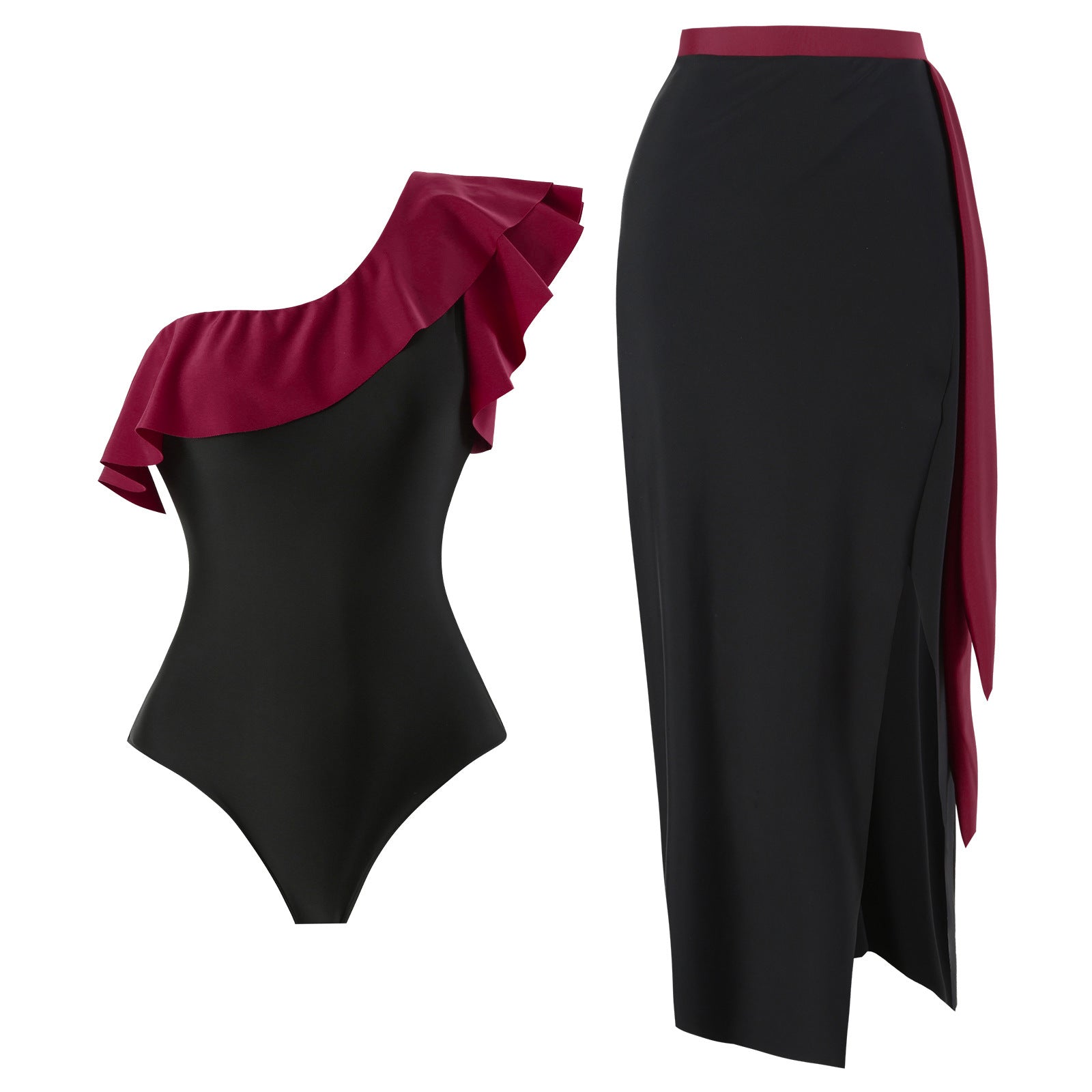 One Piece Swimsuit Retro Shoulder Swimsuit Set Bella Mia