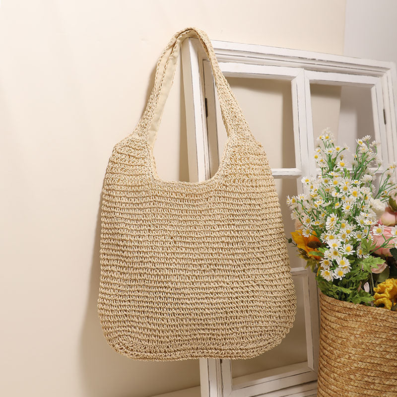 Large Capacity Shoulder Straw Bag Simple Straw Bag Woven Bag Vacation Beach Bag Casual Women Bag Bella Mia