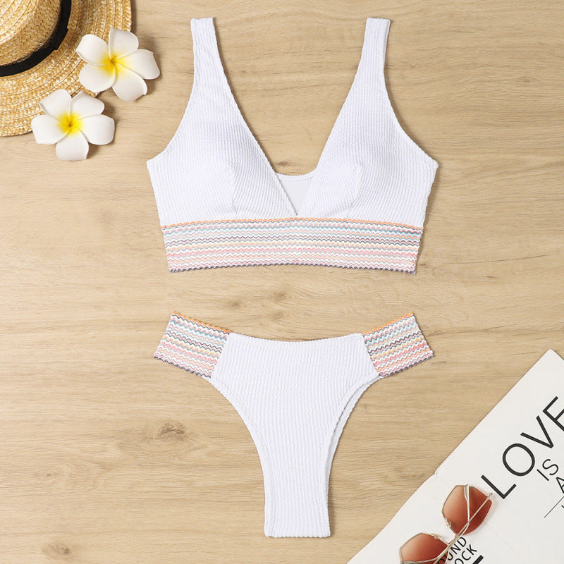 Swimsuit Split Board Solid Color Ribbon Sexy Bikini Swimsuit Bella Mia