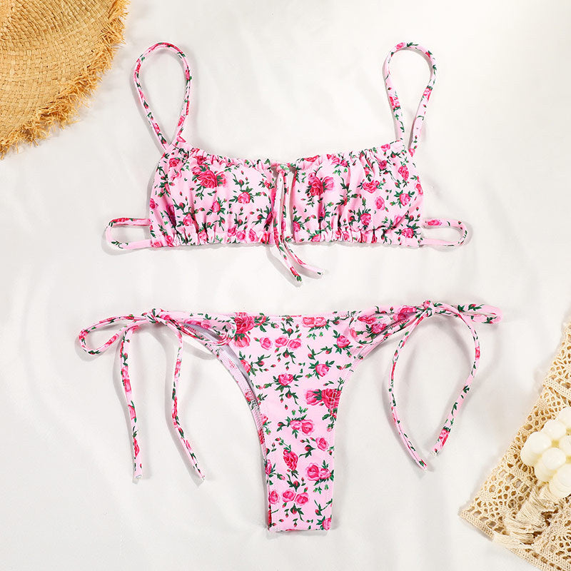 Swimsuit Female Sexy Fresh Printed Lace up Bikini Bella Mia