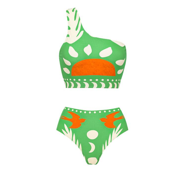 Shoulder Slimming Printed Swimsuit Women High Waist Bikini Bella Mia