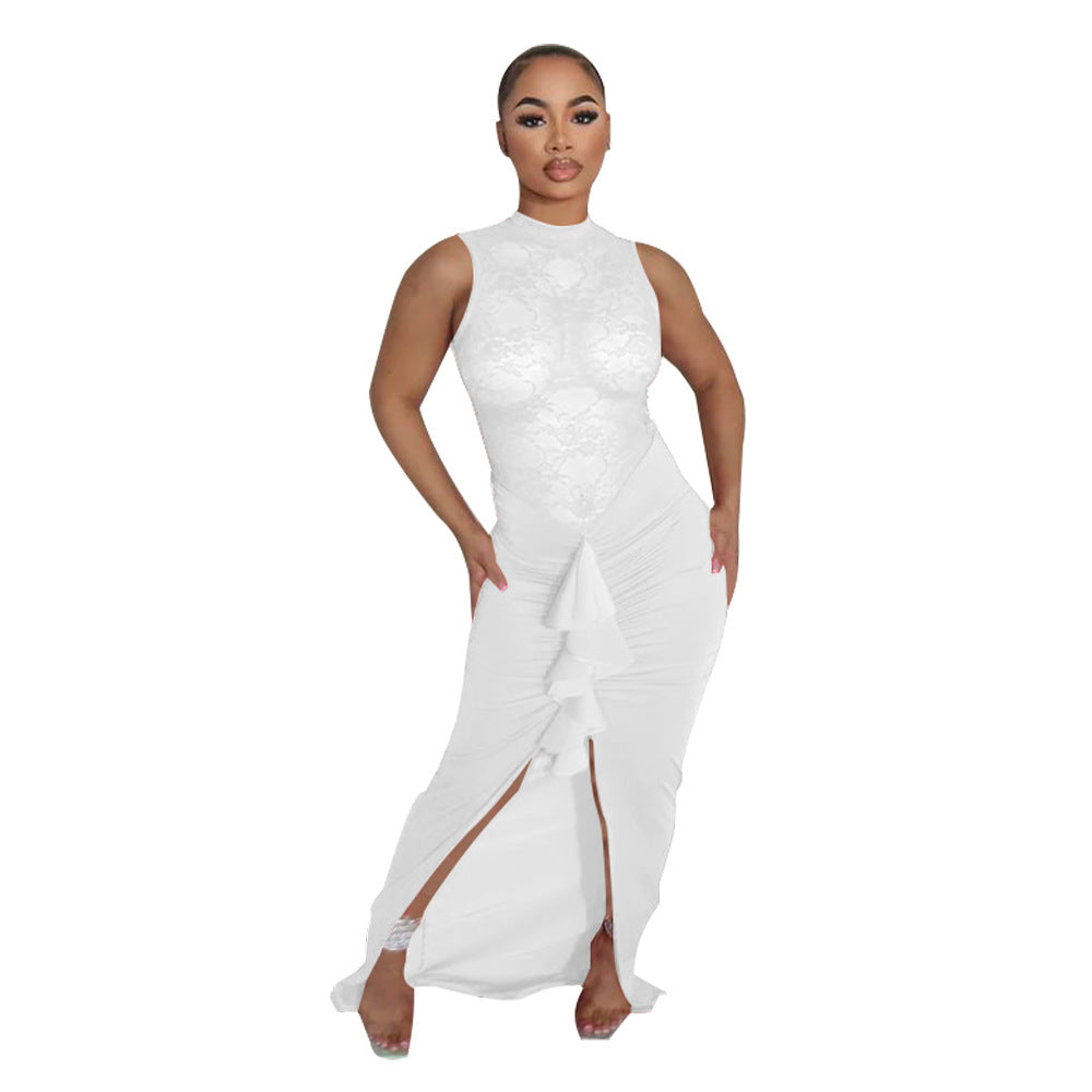 Sexy Women Clothing Sexy See through Lace Stitching Fishtail Dress Bella Mia