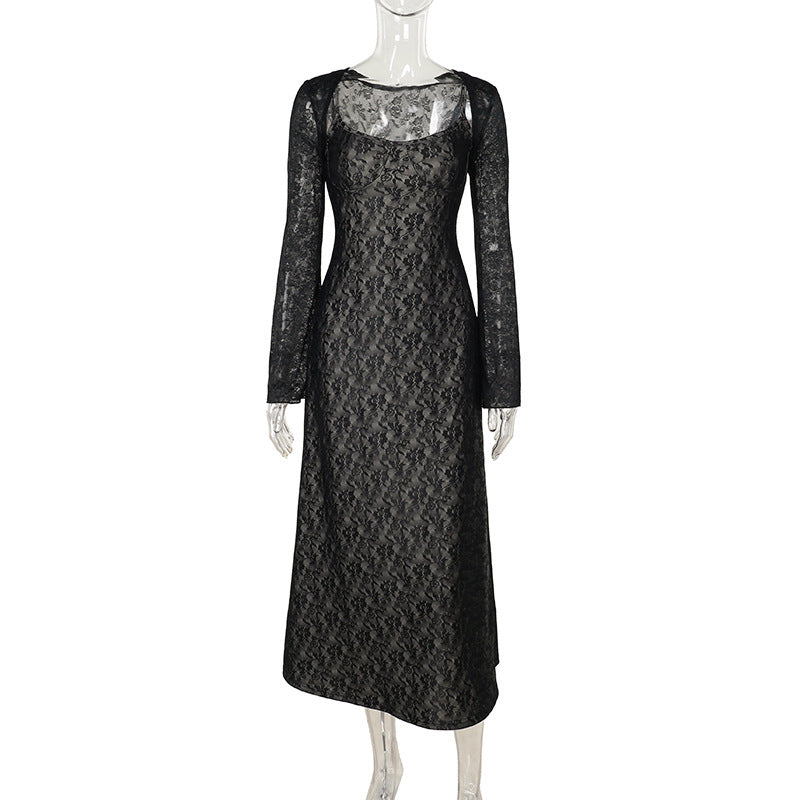 Autumn Elegant Slim Lace Sling Two Piece Blouse Women Bella Mia