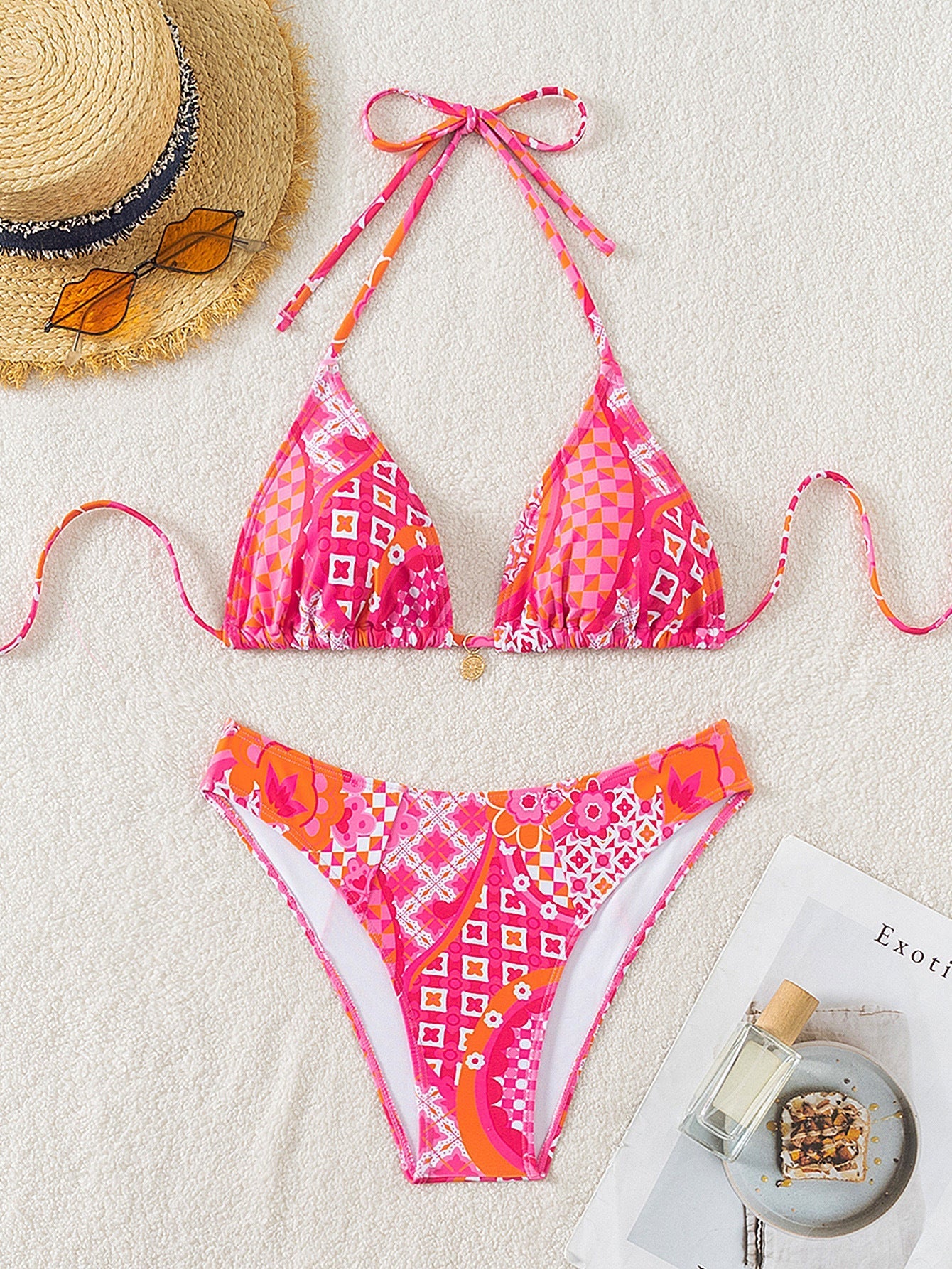 Bikini Printed Embellished Lace up Sexy Bikini Swimsuit Swimwear Women Bella Mia