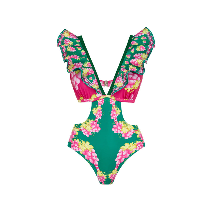 Ruffled One Piece Swimsuit Vacation Women Bella Mia