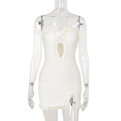 Summer Type Hip Elegant Sexy Mechanism Hollow Out Cutout Split Dress Women