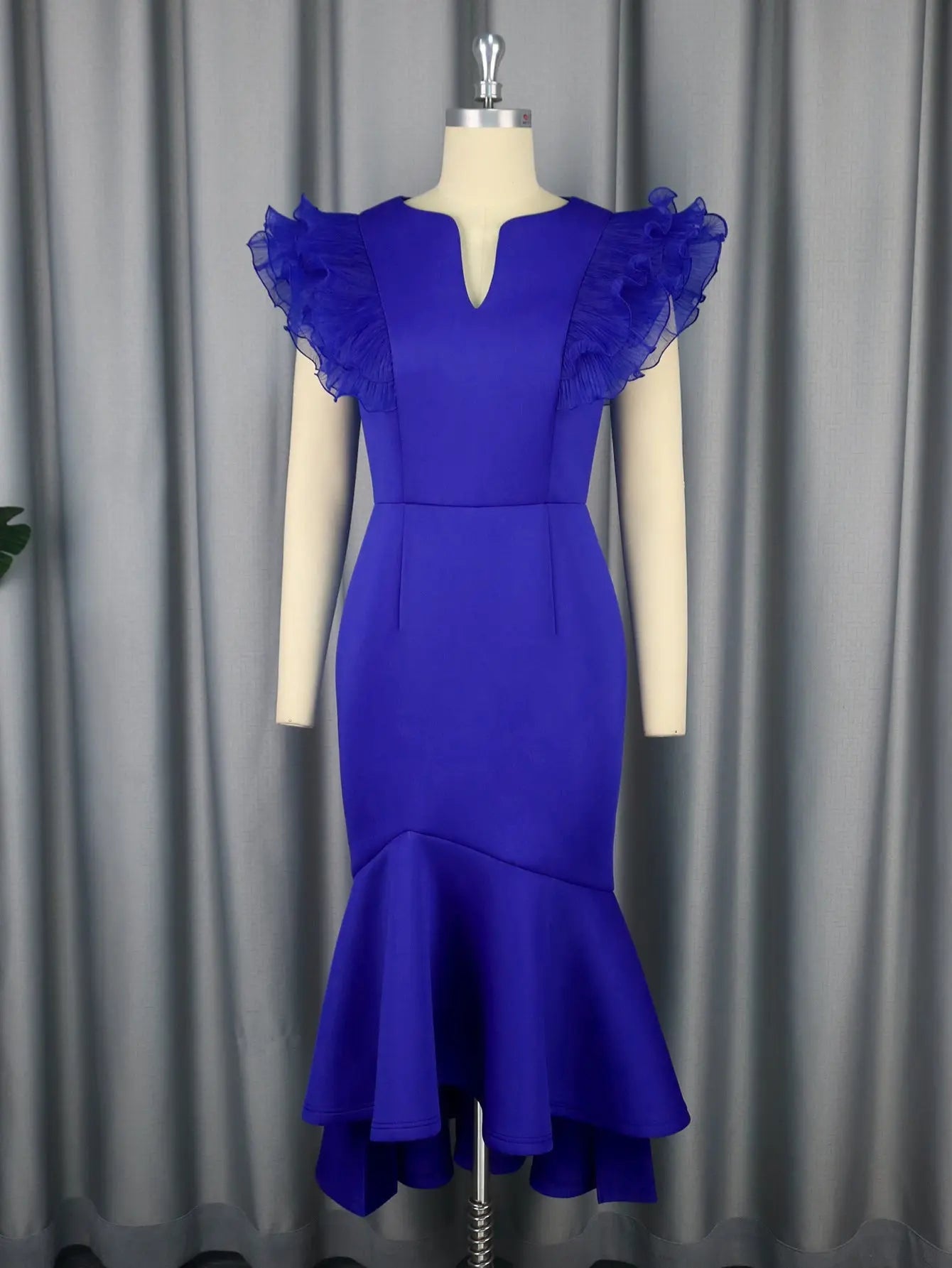 Sexy Ruffle Pleated Short Sleeve Dress Cocktail High Waist Sheath Fishtail Dress Dresses Bella Mia