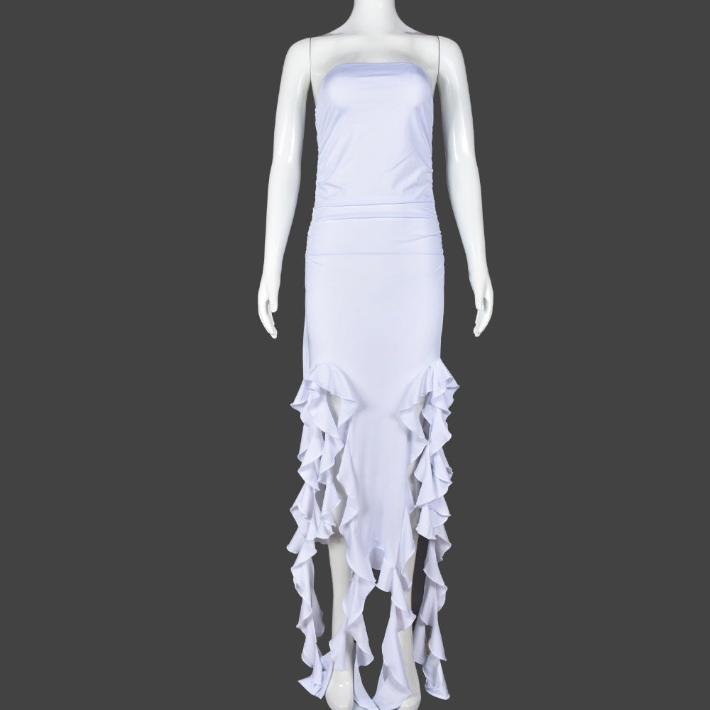 Women Clothing Summer Hollow Out Cutout out Cropped Wave Lace Bandeau Sexy Dress Bella Mia