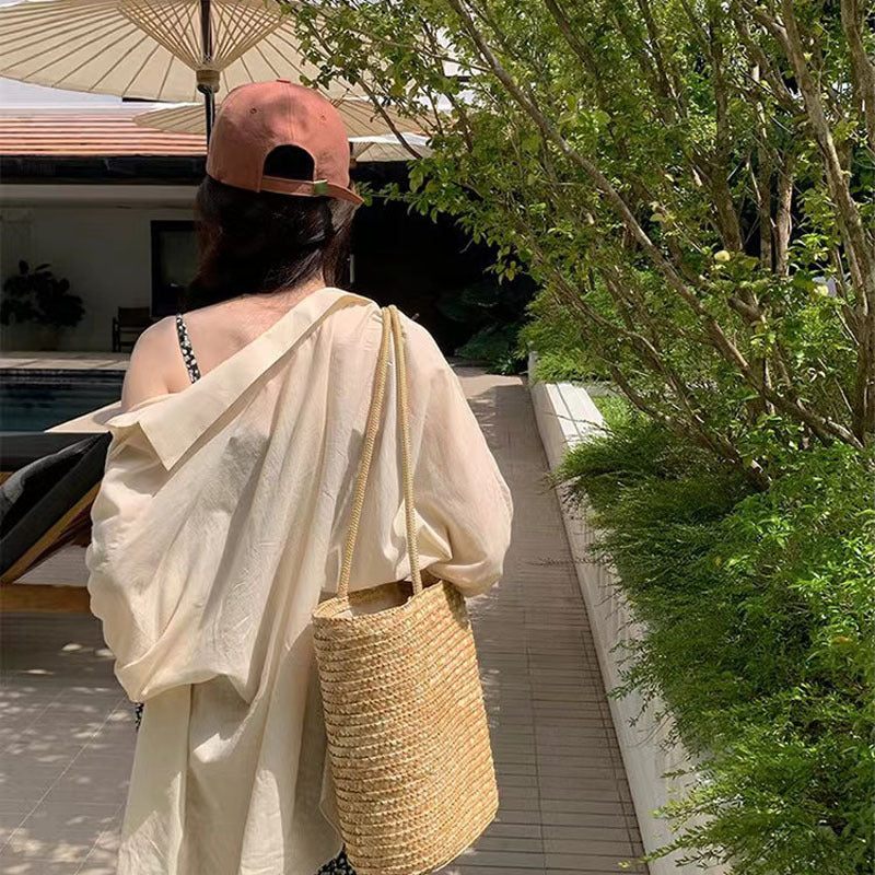 Simple Straw Shoulder Woven Bag Straw Bag Vacation Beach Bag Women Bag Bella Mia