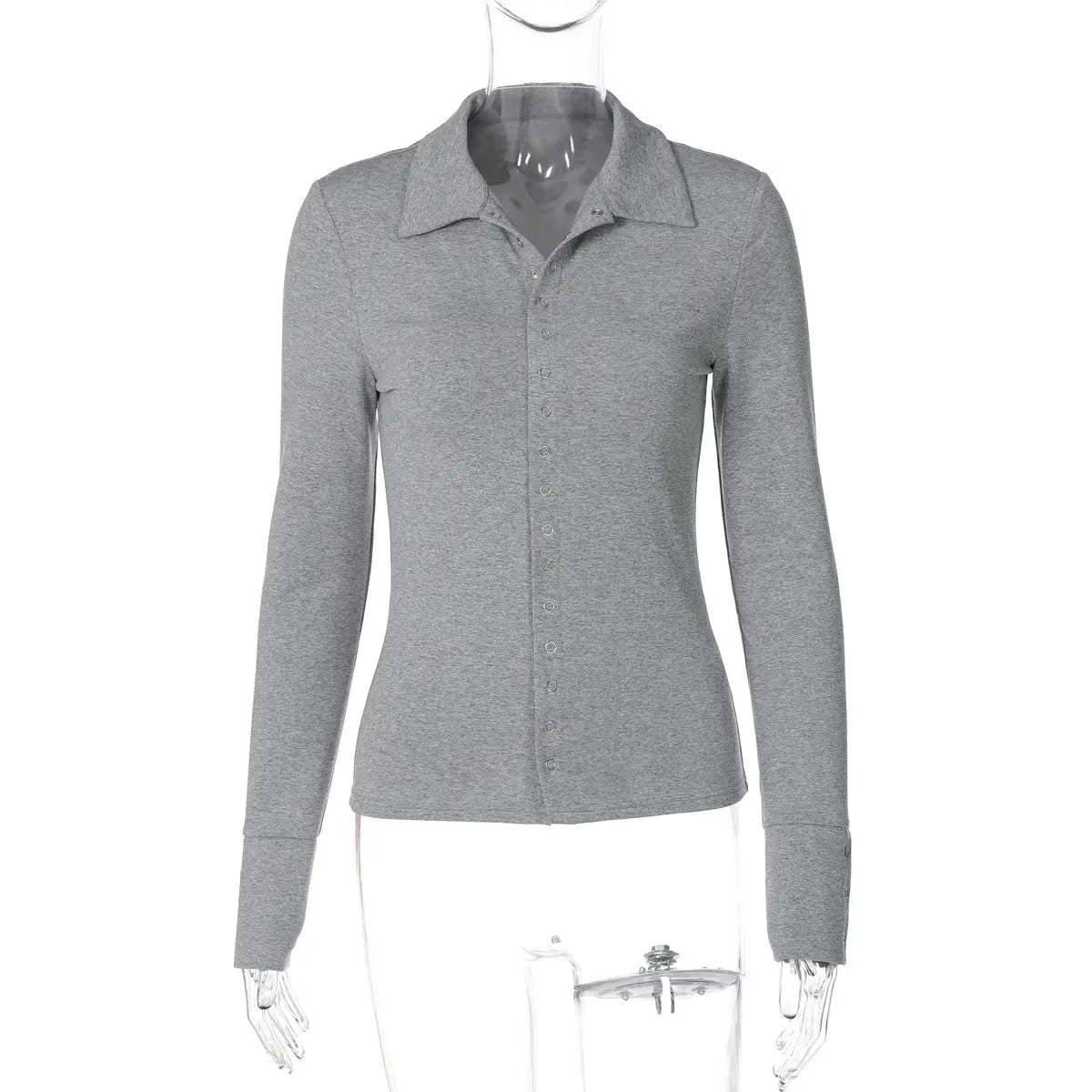 Cardigan Long Sleeve Button Top Autumn Slim Collared Knitted T shirt Bella Mia