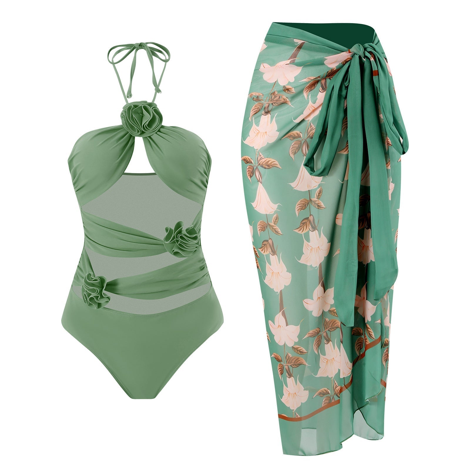 Siamese Conservative Covering Belly Thin Sexy Skirt Swimsuit Women Chiffon Beach Dress Bella Mia