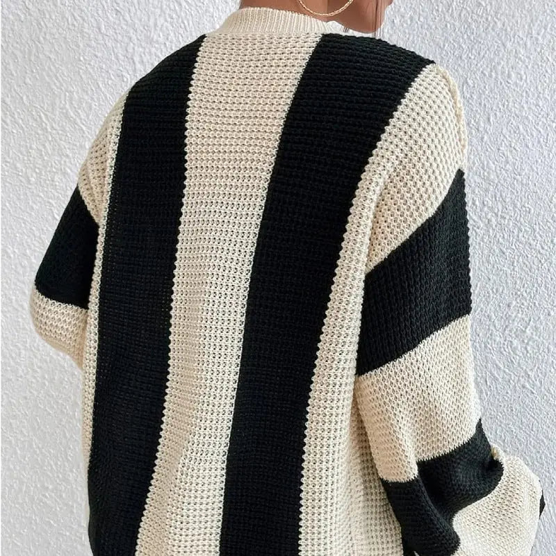 Color block striped knit cardigan Miss Sparkling