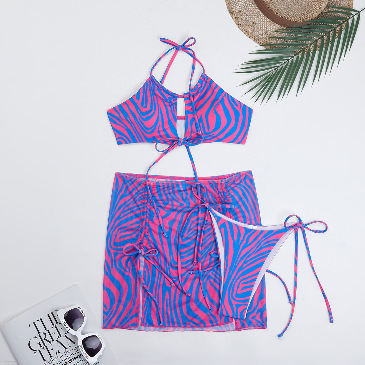 Swimsuit Women Striped Split Three Piece Printed Bikini Bikini Swimsuit Bella Mia
