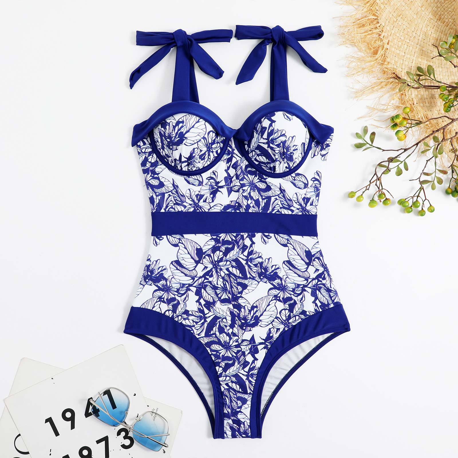 One Piece Swimsuit Women Tight Conservatively Thin Retro Hard Bag Swimsuit Chiffon Dress Bella Mia