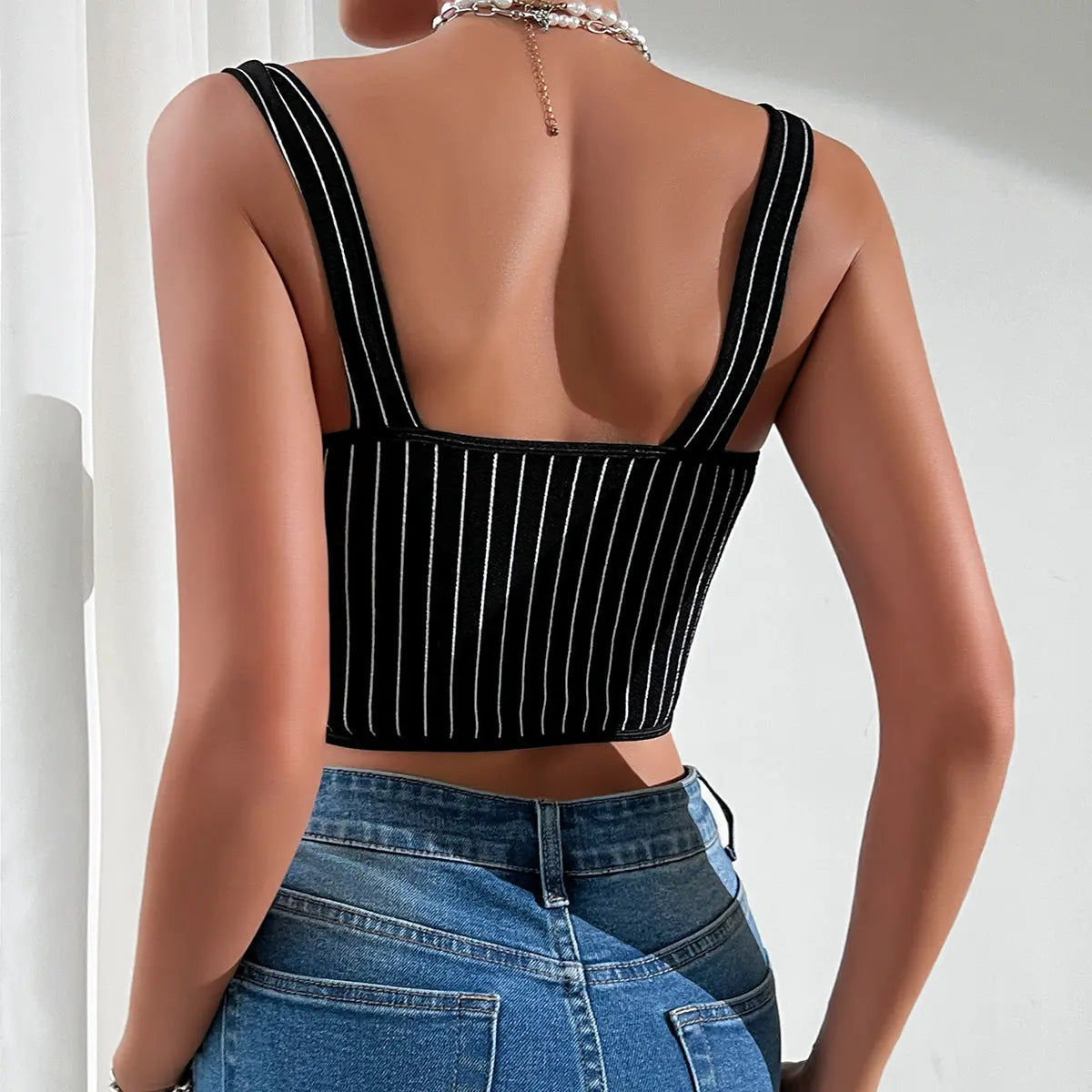 Women Clothing Sexy Low Cut Sexy Leopard Lace Backless Suspender Stripes Steel Ring Vest Bella Mia