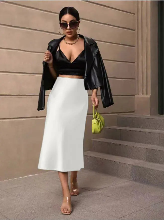 Hip Wrapped Fishtail Skirt Satin Mid Length Skirt Autumn Women Clothing Direct Bella Mia